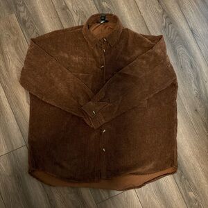 brown corduroy button up shacket